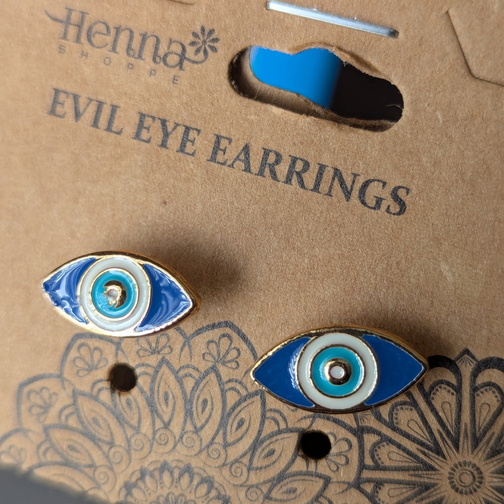 Evil Eye Earrings 🧿 Blue and Gold